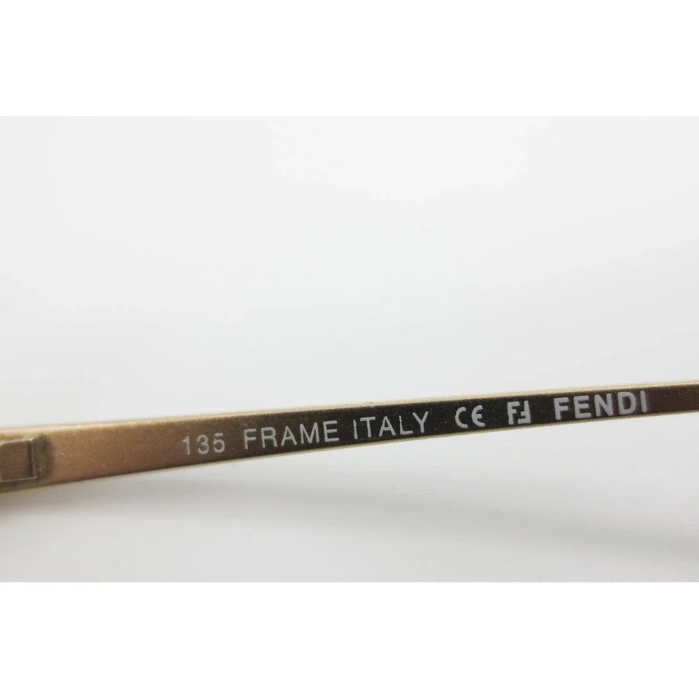 Fendi F648 714 Gold Metal Rectangular Eyeglass Frames Italy 51-18-135 Designer